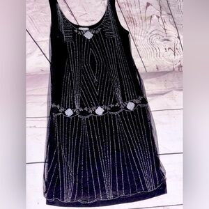Black Beaded Dress medium EUC